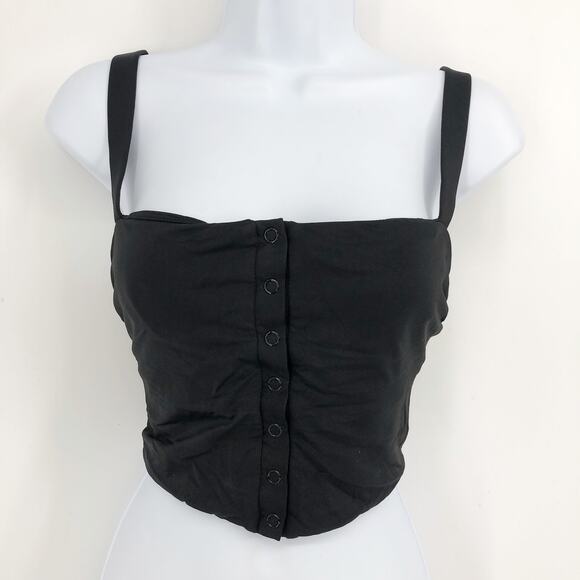 ANDIE SWIM Women's The Snap Top XL D Flat Black Square Neck NWT - Picture 3 of 8